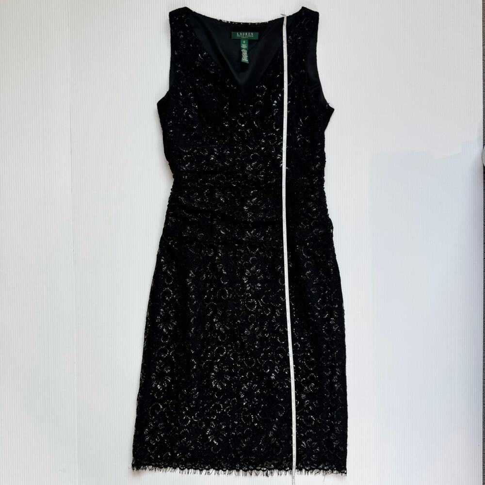 Lauren Ralph Lauren Black Lace Dress Women’s 10 Evening Occasion Event Wedding - Picture 8 of 16